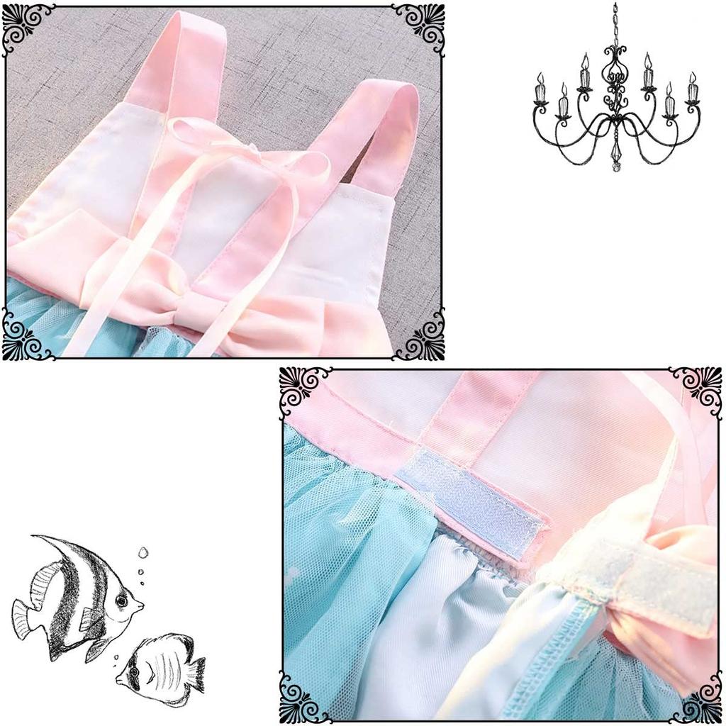 monoii Princess Apron Dress for Ariel Mermaid Apron Dress for Princess Halloween Cosplay E0146 Kids, Dress, Kids' One-Piece Girls, Dress, Costume,