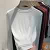 Women's Half High Neck Long Sleeve Thermal Tops Slim Fit Solid Color Casual T-Shirt