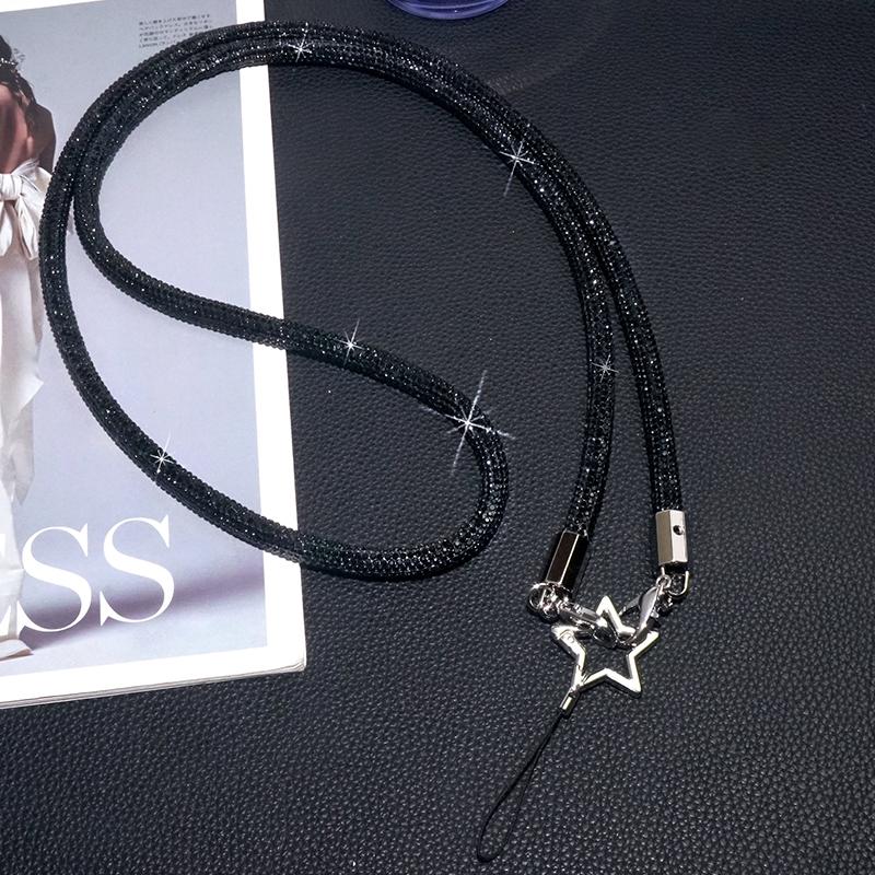 1 szt. 70CM Sznurek do telefonu Luksusowy brokatowy sznurek z cyrkoniami i kryształkami Anti-lost Wiszący na szyi kryształowy pasek na nadgarstek do telefonu komórkowego