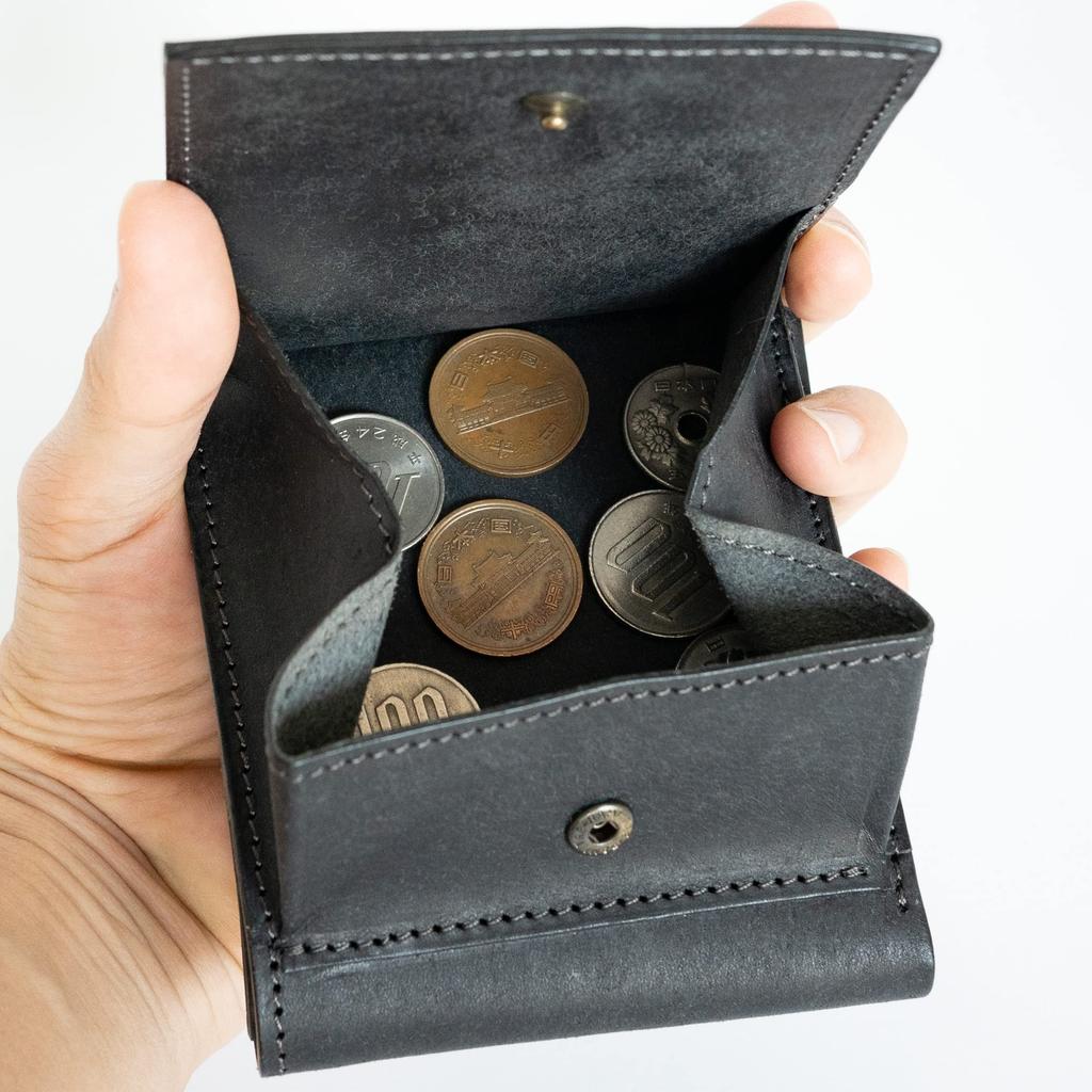 His Factory Bifold Wallet (with Coin Purse) Pueblo Genuine Leather, Handcrafted In Japan, Gift (Black)