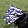 CRAFTSMAN Golf Iron Cover Club Head Cover Set of 10 (4-9, PW, AW, SW, LW) Neoprene Stretchy American Flag Pattern White Blue