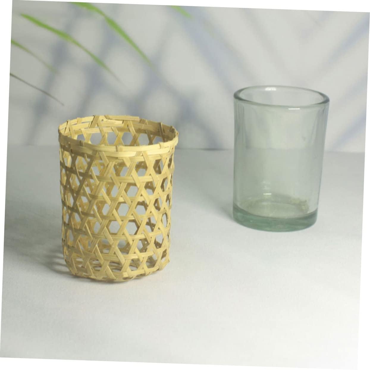 

Ciieeo 6pcs Bamboo Cup Sleeves Glass Silverware Holder Cup Protective Covers Wicker Woven Cup Holders Drinks Decor for Home Handwoven Pencil Holder