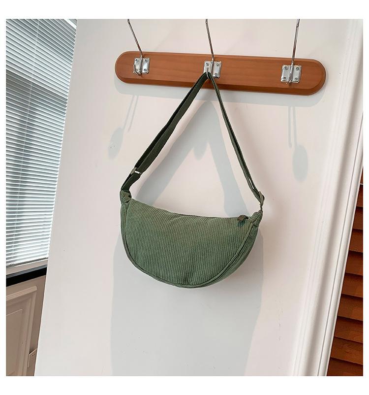 Corduroy Messenger Bag Women's New Trendy Shoulder Small Satchel Dumpling Bag Lightweight Armpit Bag