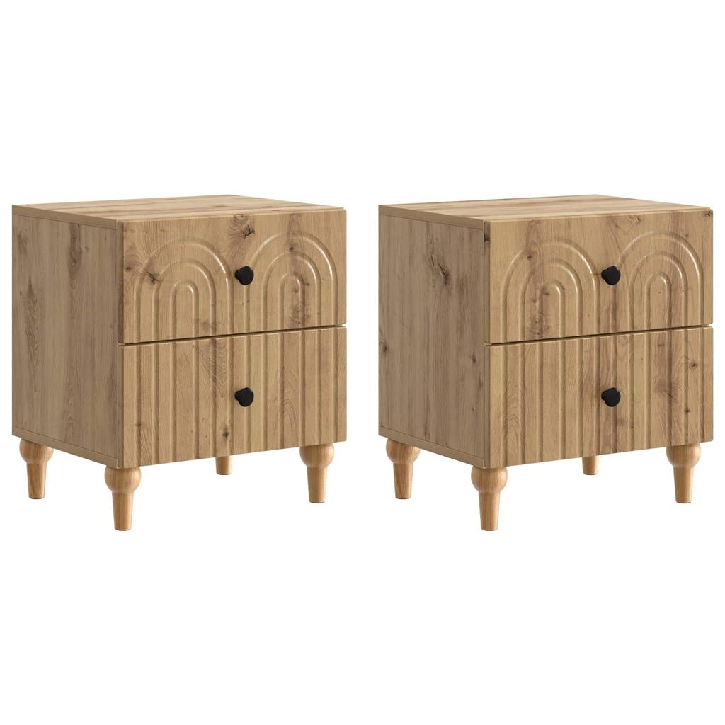 Nightstand 2 Pcs. Artisan Oak 43 X 34.5 X 48 Cm Engineered Wood