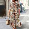 Women's Fashionable And Elegant Autmn And Winter Button Lapel Three-quarter Sleeve Three-dimensional Printed Dress