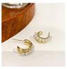 Korean Style Pearl Hoop Earrings: Silver Needle Studs for Women - Luxurious Autumn/Winter Bridal Jewelry with High-End Appeal.