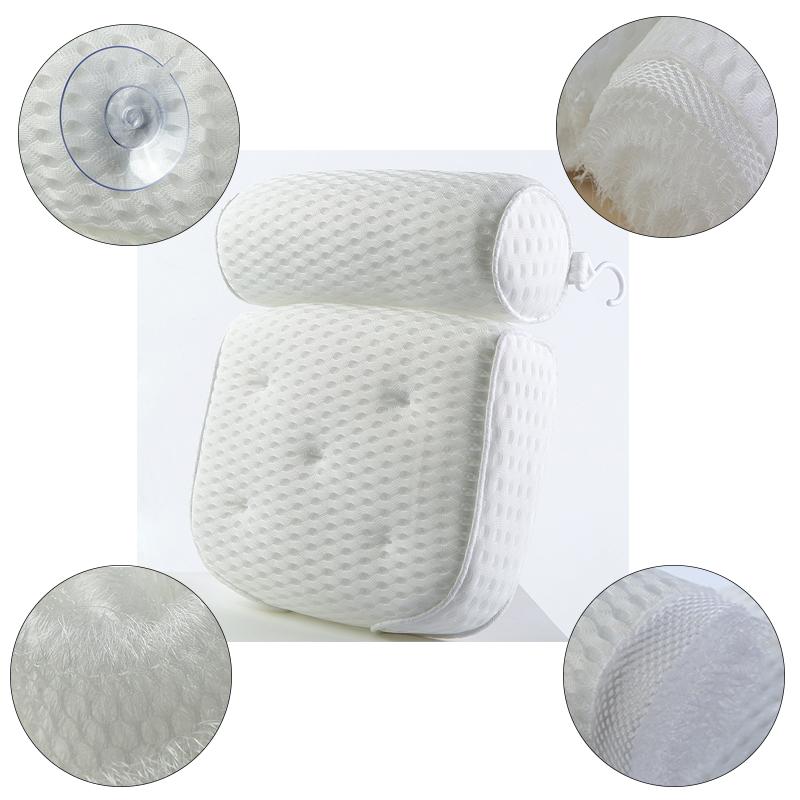 Luxury Spa Bath Pillow Cushion Premium Waterproof 4D Mesh Neck Back Comfortable
