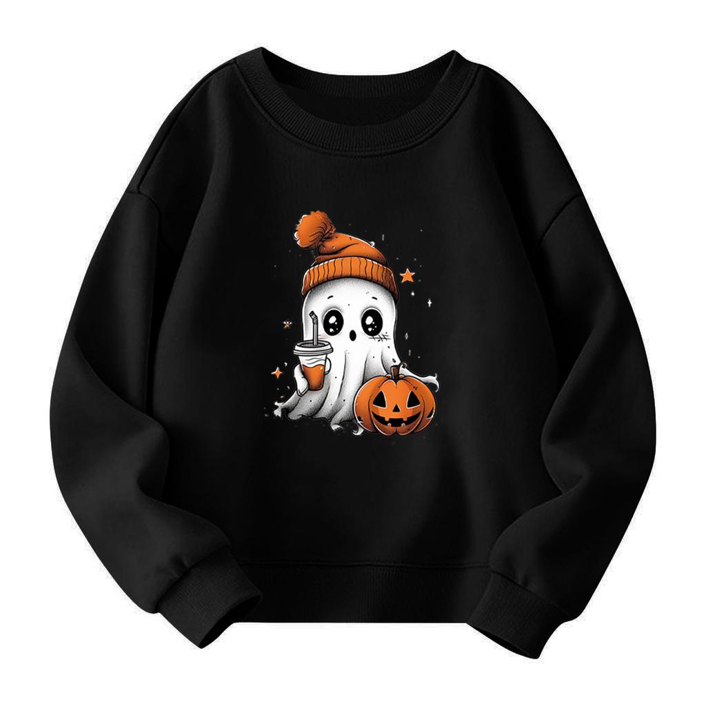 Halloween Day Girls Round Neck Pullovers For Kids Printed Baby Tops