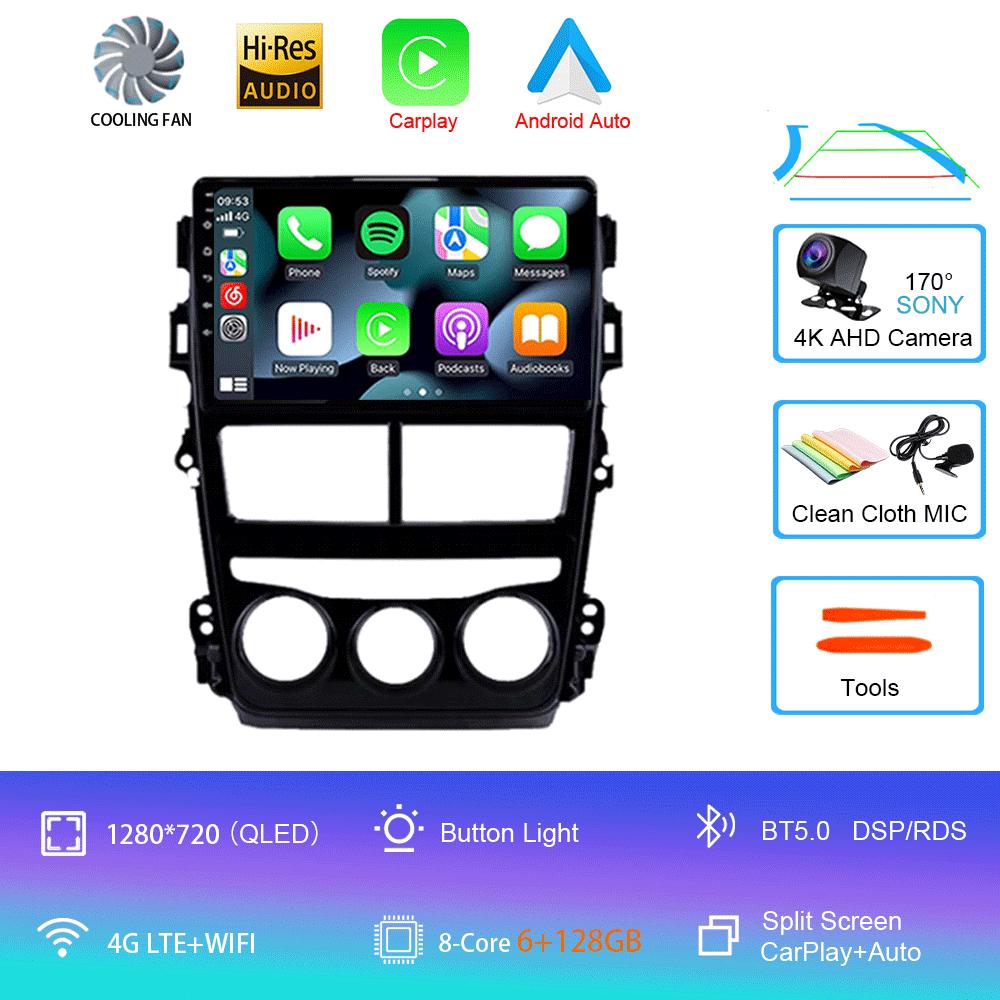 For Toyota Vios Yaris 2018 2019 2020 Car Radio Multimedia Player GPS Navigation Multimidia 2 Din Android 14 DSP No DVD