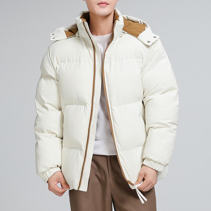 

Мужская зимняя хлопковая куртка Wang Yibo со съемным капюшоном, воротником-стойкой и толстым утеплителем. M грязно-белый