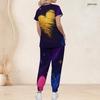 Women Plus Size V Neck Short Sleeve Scrub Set Black Base Red Gold Heart Glitter Print Nurse Uniform Set