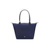 Longchamp Le Pliage Green Logo Ricamato del Marchio Tela e Pelle Borsa a Mano a Spalla Grande Borse da Donna Blu Navy 1899919P68