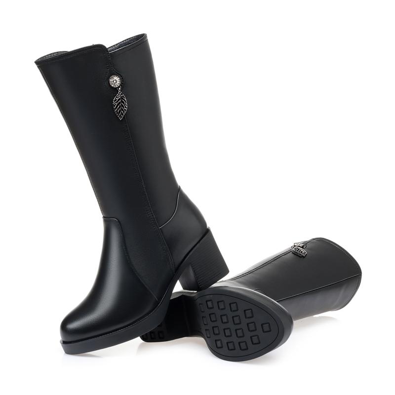 Buty zimowe damskie czarne buty botki duże rozmiary zimowe oryginalne skórzane damskie śniegowce grube ciepłe wełniane buty