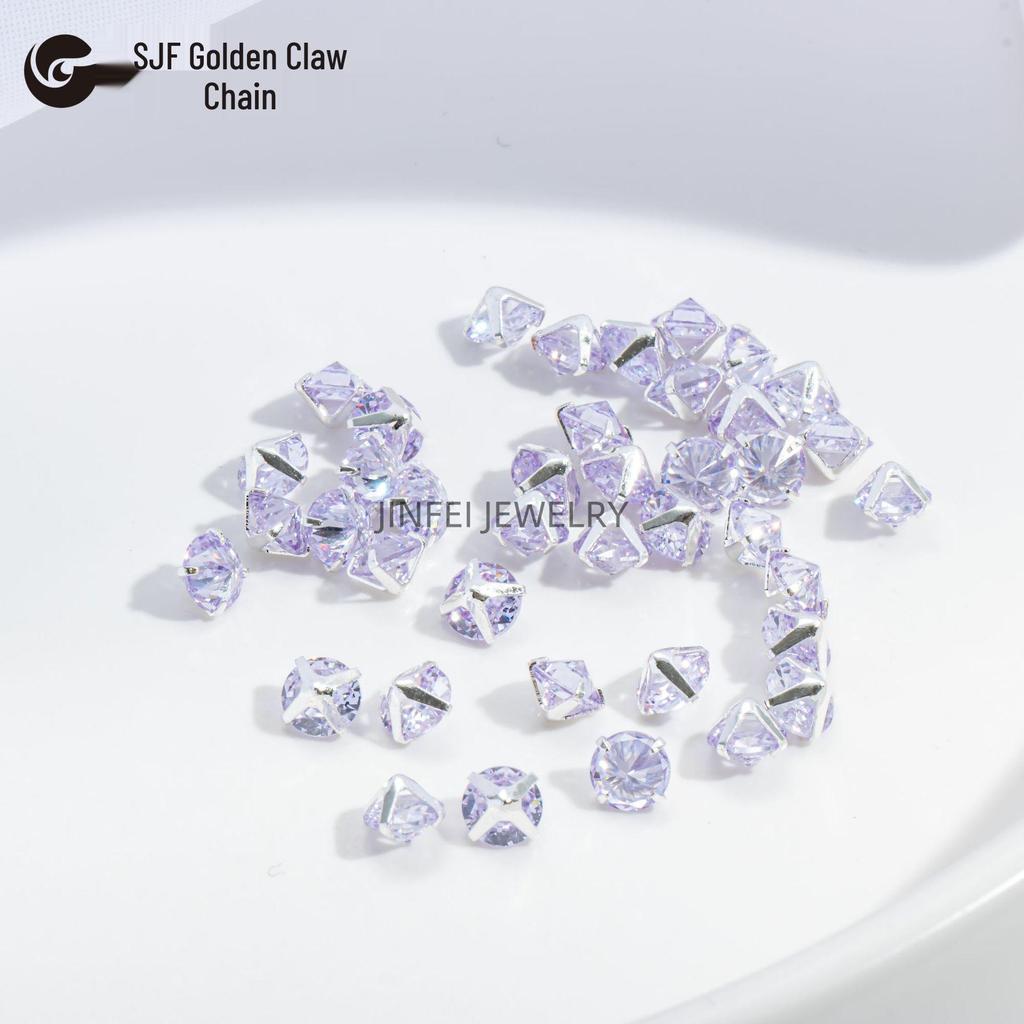 Round & Reverse Four-Prong Zircon Single-Prong DIY Phone Chain Jewelry & Clothing Accessories (3/4/5)