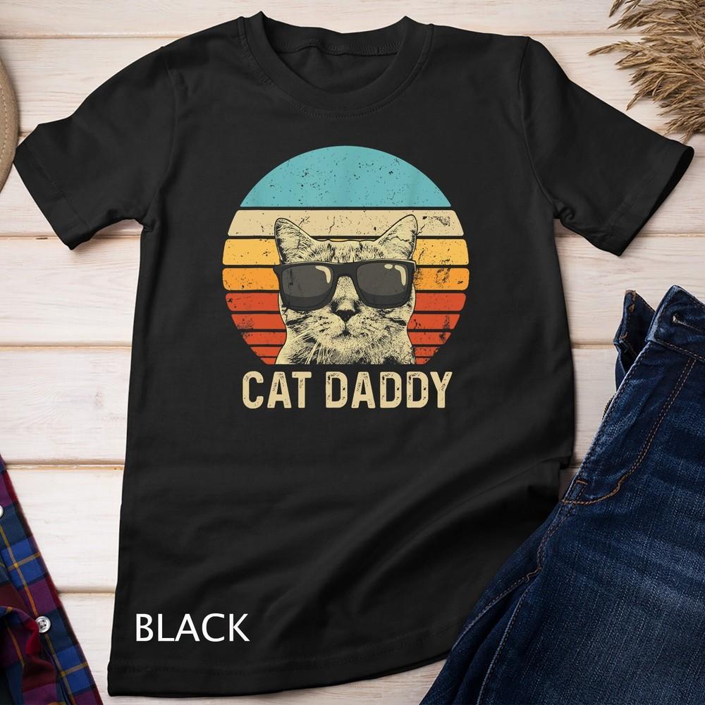 Mens Vintage Cat Daddy Shirt Funny Cat Lover Gift Cat Dad Father Unisex T-shirt