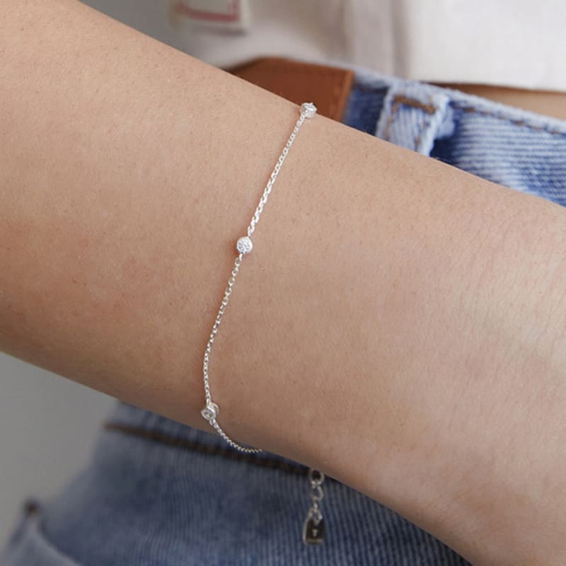 

TATIANA (925 Silver) Bezel Dot Chain Bracelet BR1797 Gold Plated