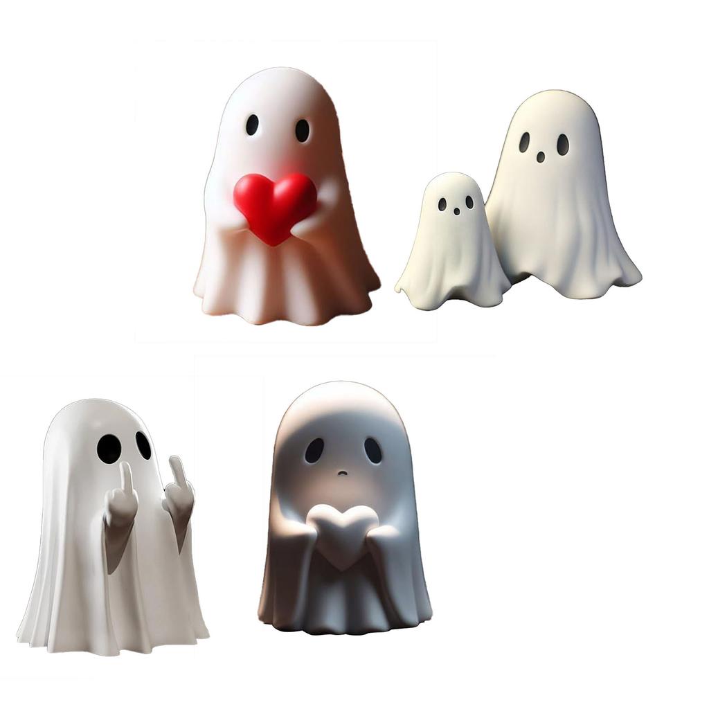 Cute Ghost Figurine Spooky Resin Statue All Hallows Day Porch Indoor Home Decoration