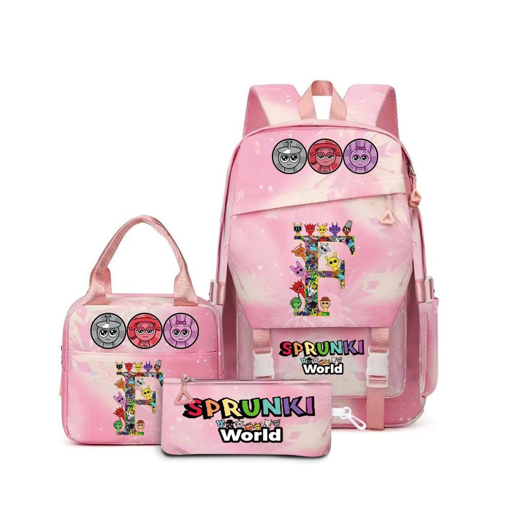 Popular Rhythm Box Sprunki Music Game School Bag Backpack Pencil Bag Three-piece Student Backpack D