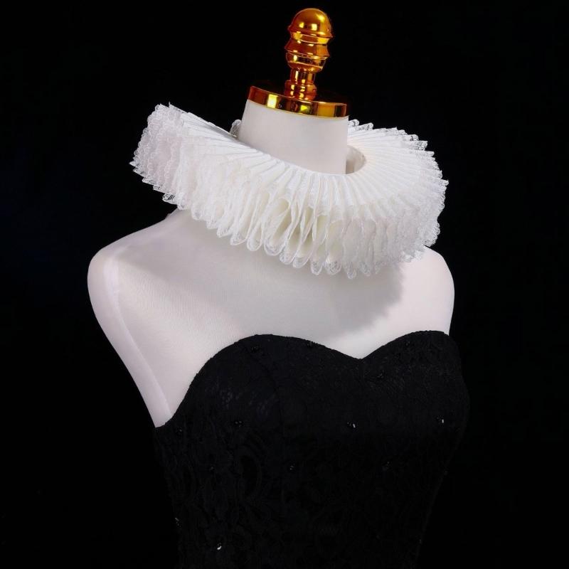 Comfortable Elizabethan Neck Ruff Victorian Ruffle Choker Adjustable Neck Ruff for Medieval Costume