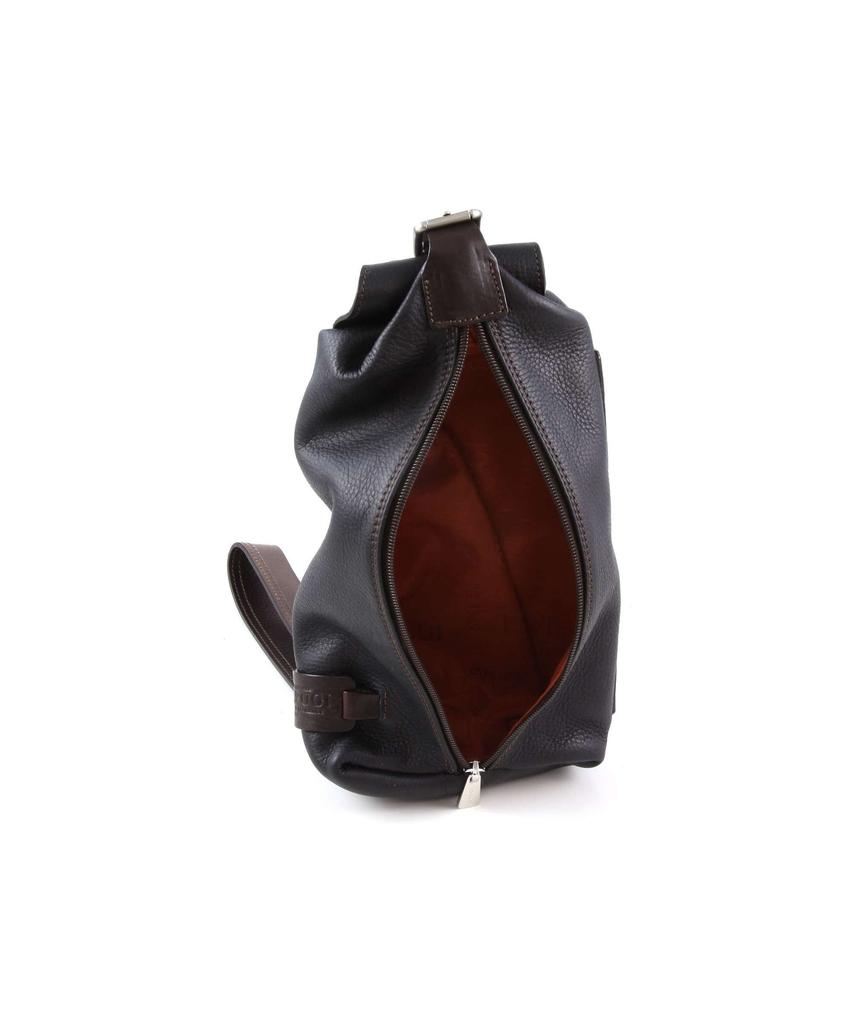 CHIARUGI Italian Genuine Leather Body Bag In Black