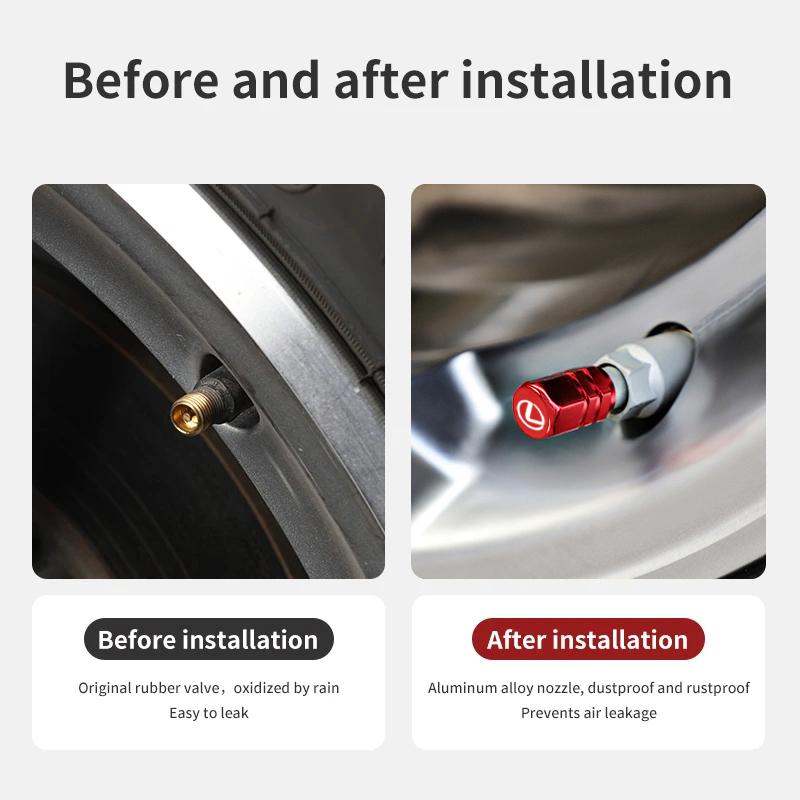 4Pcs Car Wheel Valve Air Core Cap Auto Tire Accessories For Lexus RX300 IS200 IS250 ES350 Ct200h UX250h NX300h RX350 LX570 LS460 AFR1