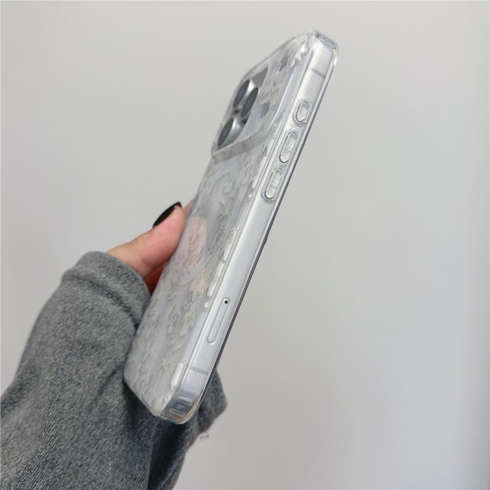 Elegant Magnetic Flower iPhone 17 Pro/16 Pro Max/15 Pro Drop-Proof Double Layer Case