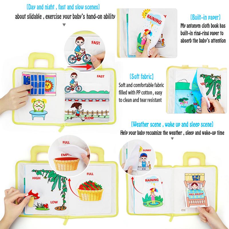 Montessori Toys for Kids Baby Cloth books Learning Education 3D Quiet Fabric Activity Story Book For Toddlers Enlightenment Gift