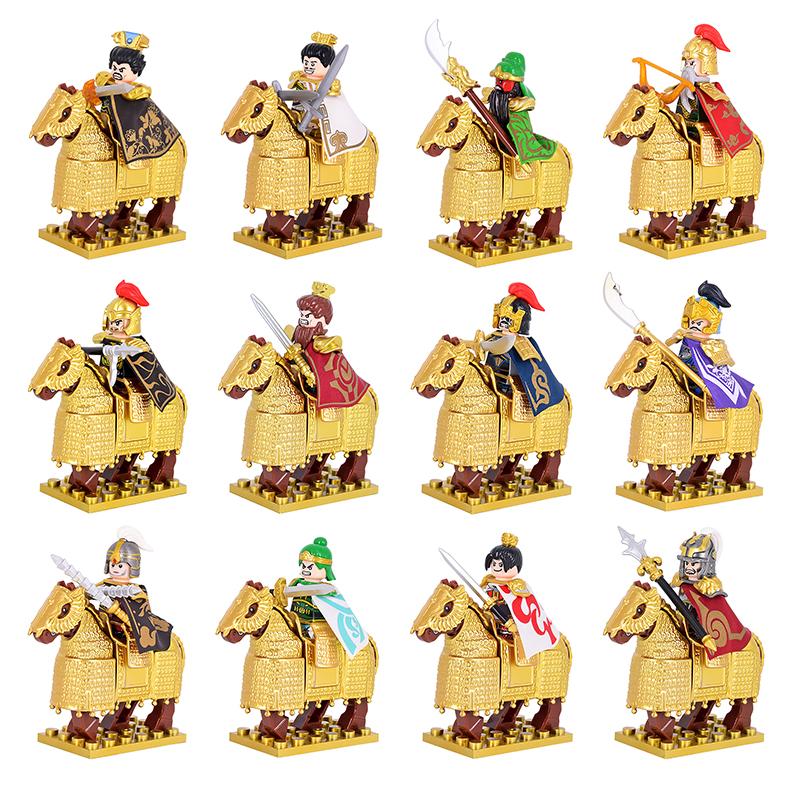 Bai Fen Bai Toys Unisex Kids Moc The Three Kingdoms Soldiers Hero Soldier War-Horse Knights Brick Mini Action Figure Building Blocks Toy For Kids Gift
