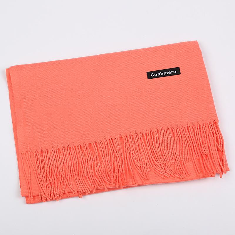 Two-Life Women's Solid Color Imitation Cashmere Scarf - Korean Style, Two-Way Shawl & Neck Gaiter for Autumn/Winter.