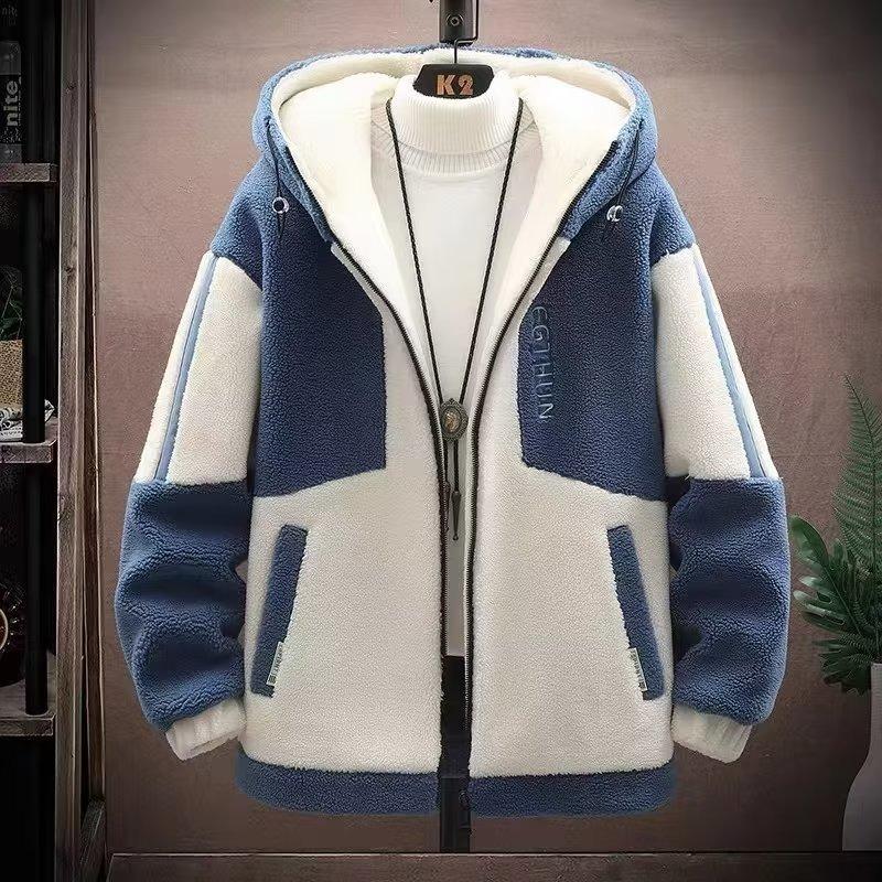 Fleece jacket men's loose padded thickened jacket can wear 150KG
