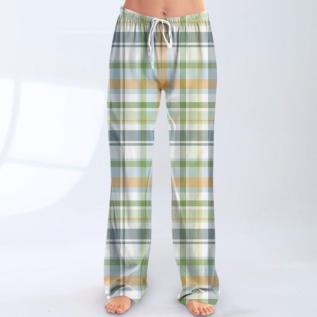 Womens Pajama Pants Sleepwear Casual Drawstring Elastic Waist Pants Comfy Straight Yoga Loose Trousers