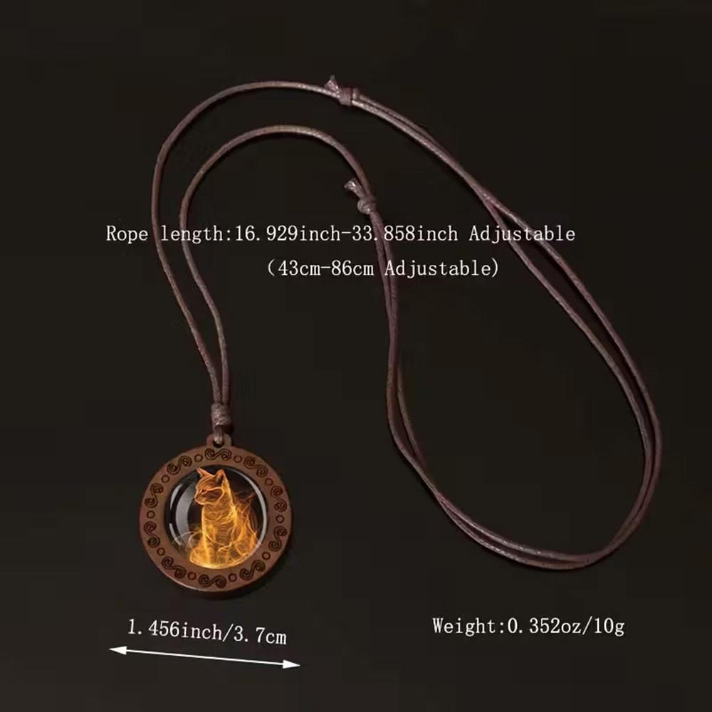 Leather Chain Wooden Pendant Necklace Boho Clothing Pendant Vintage Sweater Chain  for Women Men