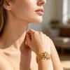European & American Classic Stainless Steel Golden Sunflower Spiral Open Women's Bracelet