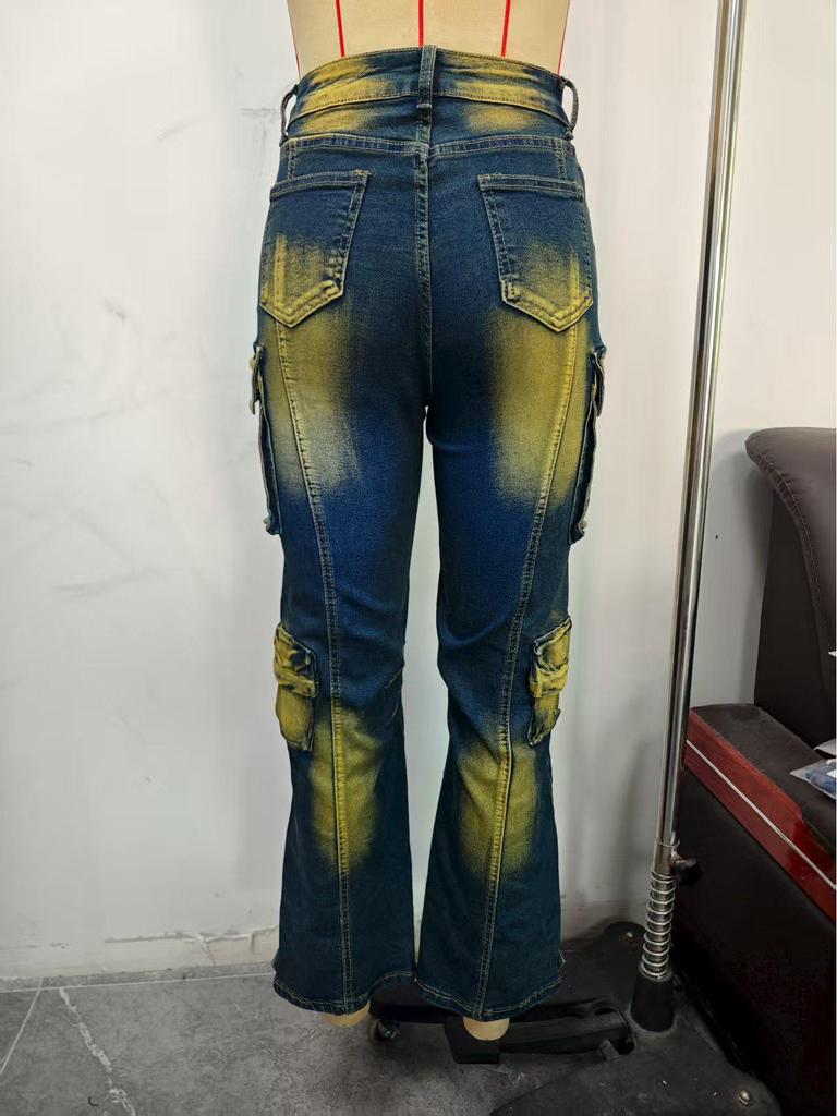 Rebellisk Estetik Tie-Dye Vida Ben Högmidjade Byxor