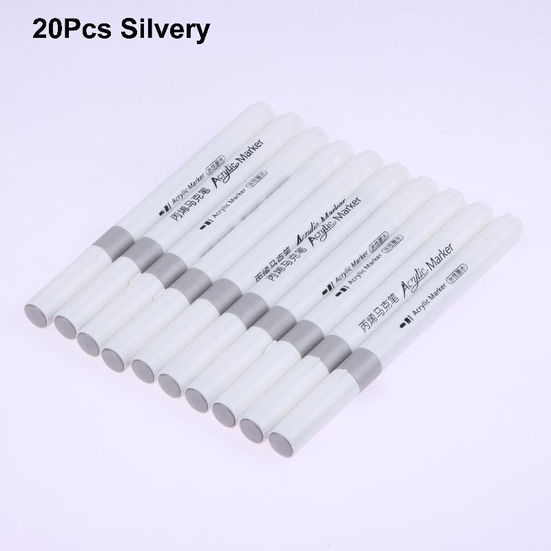 

20/30pcs White Marker Pens set Oily Waterproof Gel Pen DIY Graffiti Sketching Marker Stationery Writing School Supplies brush