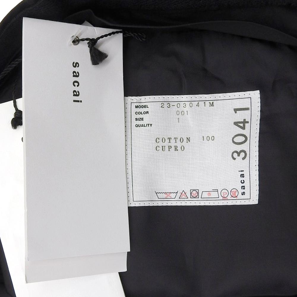 Sacai Unused Thomas Mason Men's Black 100% Cotton Shorts, Size 1, 23-03041M, Stainless Steel Bottoms 1 blackUsed