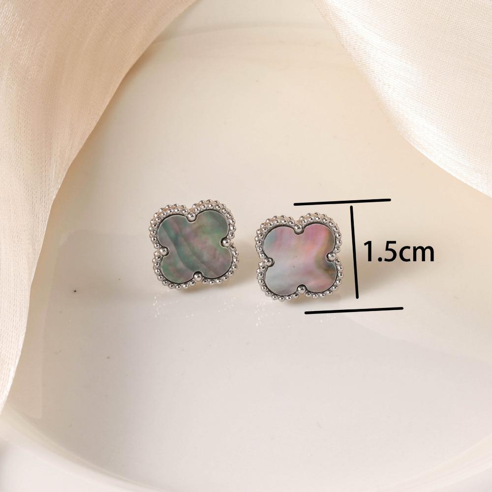 Orecchini Trifoglio a Quattro Foglie da Donna 15mm Acciaio al Titanio Orecchini alla Moda di Lusso Leggero