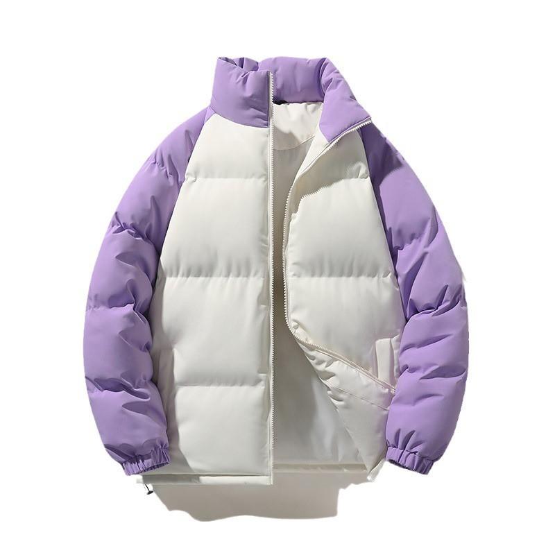Unisex Winter Puffer Jacket Warm Cotton Coat Men Women Solid Color Casual Outerwear With Stand Collar