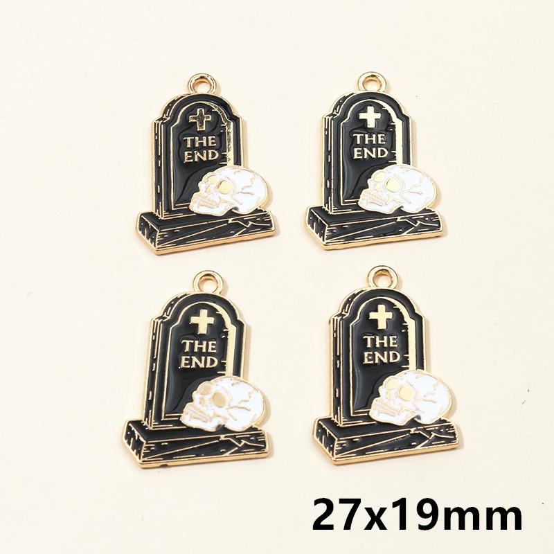 

10pcs Flower Skull Tombstone Charms Pendant Enamel Gothic Punk Style DIY Jewelry Making Accessories Necklace Bracelet Findings