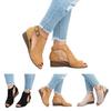 Stylish Women's Ladies Peep Toe Wedge Sandals Featuring Buckle Ankle Strap For Versatile Looks