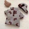 Winter Warm Dog Coat Set Cute Cartoon Print Thick Jacket With Hat Small Medium Dogs