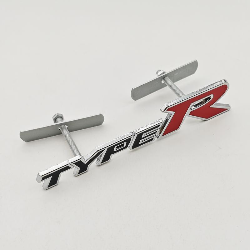 3D Metal Type R S Logo Front Grill Badge Rear Trunk Emblem Sticker Decals For Honda Civic TYPER CRV Accord Fit Car Accessories