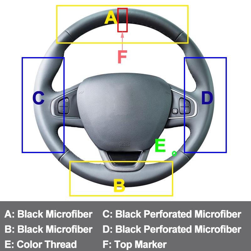 DIY Hand Sewing Car Steering Wheel Cover For Renault Clio 2013-2019 Customized Non-Slip Microfiber Braid Interior Accessories