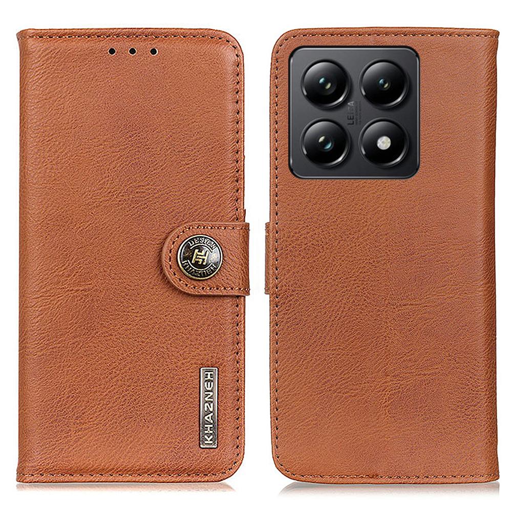 KHAZNEH For Xiaomi 14T Wallet Case Cowhide Texture Leather Flip Phone Cover