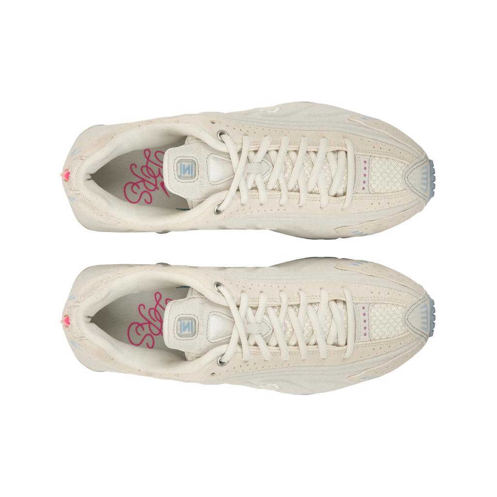 Nike Shox R4 SE Pale Ivory Ornate Swoosh Women Sneakers Cream Light-Orewood-Brown Celestine-Blue IH3572-110