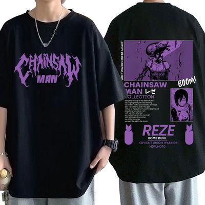 Anime Chainsaw Unisex Reze T-shirt Aesthetic Graphic Tee Shirt Unisex Unisex Fashion Oversized Short Sleeve T-shirts Harajuku Streetwear