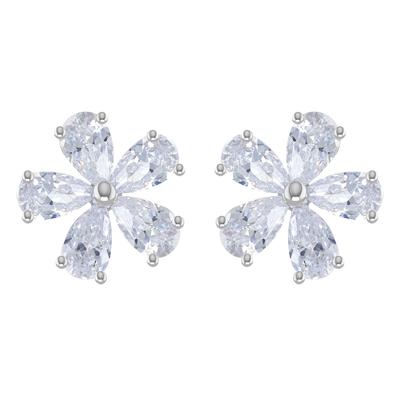 [R4815] - Silberne 'Sissi'-Ohrringe in Silberweiß (Rhodium) - 10mm (Blumen)