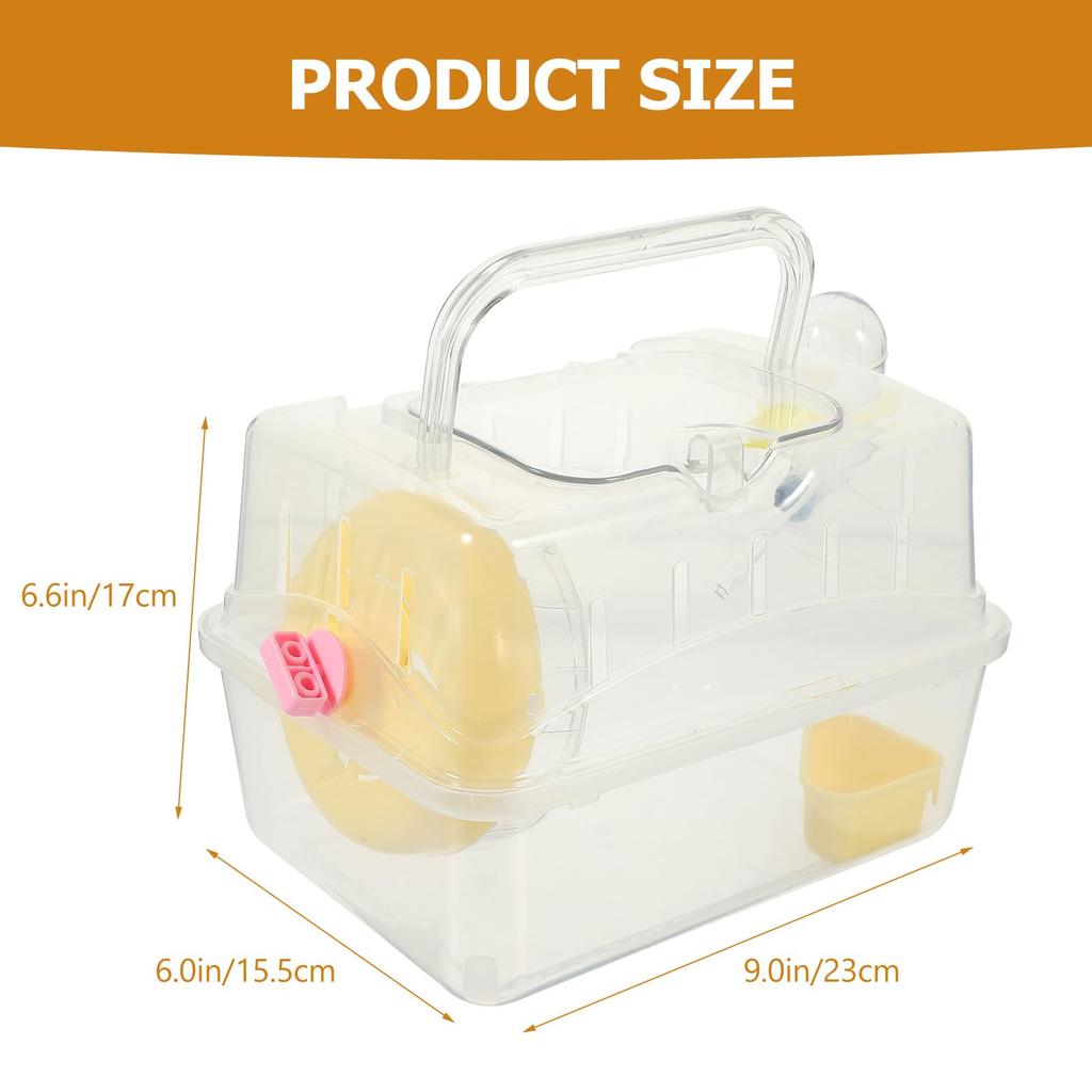 POPETPOP Hamster Cage, Guinea Pig Carrier, Rat House, Hamster Travel Carrier, Sleeping Bed, House for Small Pets, Travel Case, Yellow