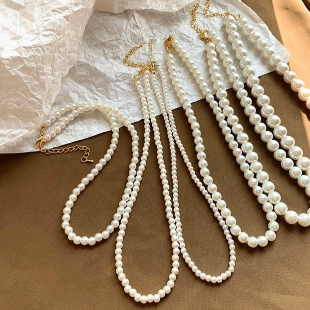 Beads Gray Pearl Necklace Imitation Clavicle Chain New Beaded Choker  Women