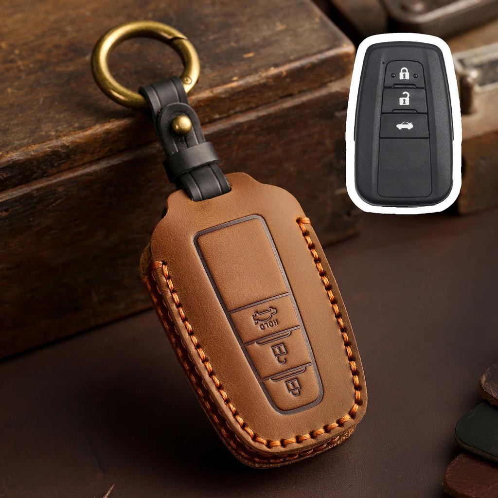 Leather Car Key Fob Case Cover for Toyota CHR Camry Prius Land Cruiser Prado Furniture Corolla Yaris RAV4 Highlander Accessories